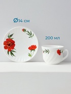 Столовый сервиз «Бархатная роза», 37 предметов, стеклокерамика, белый - Фото 4