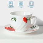 Сервиз чайный «Бархатная роза», 12 предметов: чашка 200 мл, блюдце d=14 см, стеклокерамика, цвет белый - фото 4326626