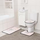 Набор ковриков для ванной и туалета Доляна Home, 3 шт: 50×80, 45×50, 38×43 см, цвет розовый - фото 9284321