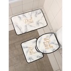 Набор ковриков для ванны и туалета Доляна «Мрамор», 3 шт: 50×80, 45×50, 38×43 см, цвет серый - Фото 2