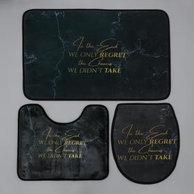 

Набор ковриков для ванны и туалета Доляна «Мрамор», 3 шт: 50×80, 45×50, 38×43 см, цвет тёмно-серый