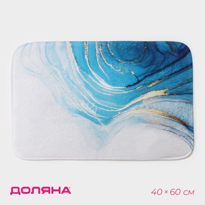 Коврик для ванной Доляна «Камень», 40×60 см, цвет бирюзовый