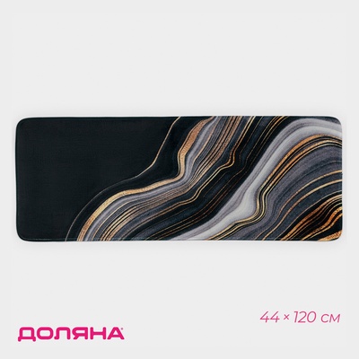 Коврик для ванной и туалета Доляна «Камень», 44×120 см, чёрный