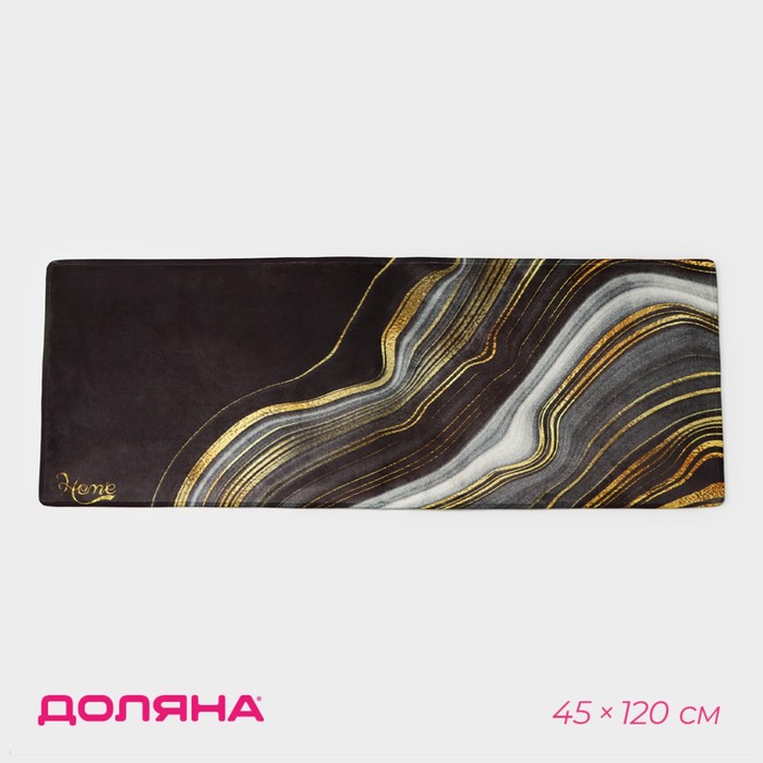 Коврик для ванной Доляна «Камень», 44×120 см, цвет чёрный - Фото 1