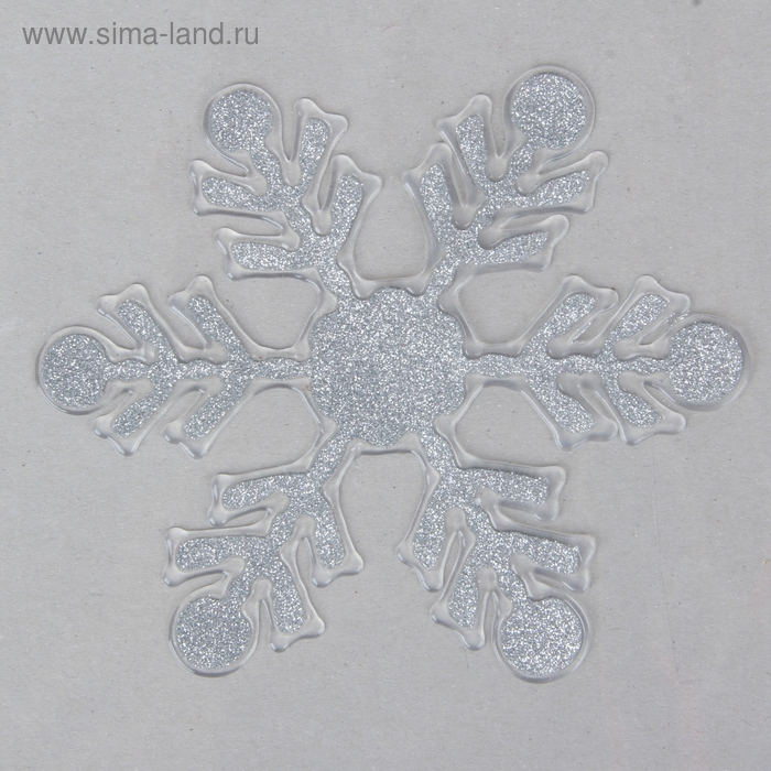 Наклейка на стекло "Снежинка узорная" 15х15 см, серебро - Фото 1