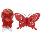 Украшение ёлочное "Бабочки воздушные" (набор 2 шт) 9,5х14,5 см красный - Фото 1