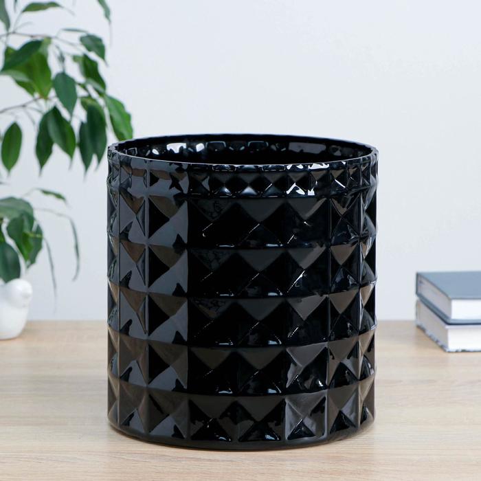 Ваза «Пять вечеров», h=20.5 см, d=19.5 см, толщина стекла 5 мм, чёрная - Фото 1