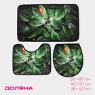 Набор ковриков для ванны и туалета Доляна «Тропики», 3 шт., 50×80, 45×50, 38×43 см - Фото 1