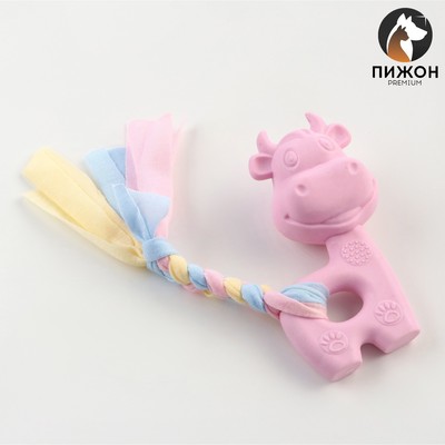 Игрушка жевательная Пижон Premium "Корова", 10,5 х 6,5 х 3,5 см, розовая