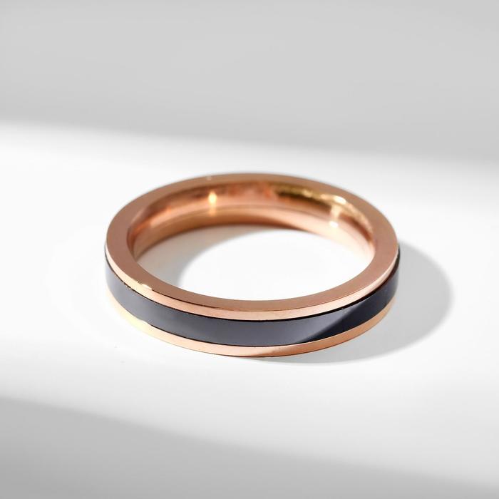 Кольцо керамика «Тонкая линия», чёрное в золоте, 16.5 размер - Фото 1