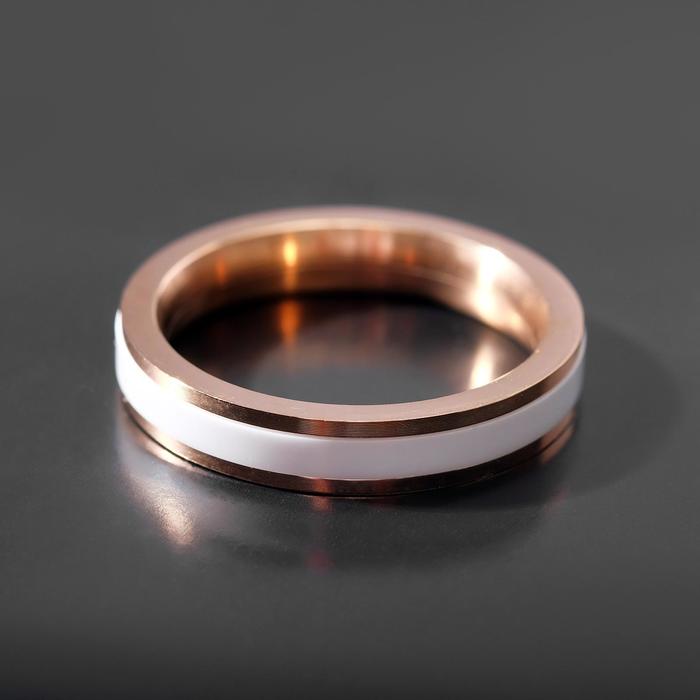 Кольцо керамика «Тонкая линия», белое в золоте, 17.5 размер - Фото 1