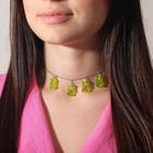 Колье «Мармеладные мишки» на тонкой цепочке, цвет зелёный в серебре, 35см - Фото 2