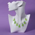 Колье «Мармеладные мишки» на тонкой цепочке, цвет зелёный в серебре, 35см - Фото 4