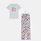 Костюм женский «Пончики» (футболка, брюки), цвет серый, размер 48 - Фото 6