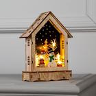 Светодиодная фигура «Дом со снеговиком» 12×17×4 см, дерево, батарейки АААх2 (не в комплекте), свечение тёплое белое - Фото 1