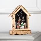 Светодиодная фигура «Дом со снеговиком» 12×17×4 см, дерево, батарейки АААх2 (не в комплекте), свечение тёплое белое - Фото 2