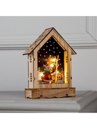 Светодиодная фигура «Дом с оленем» 12×17×4 см, дерево, от батареек АААх2, свечение тёплое белое - Фото 4