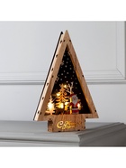 Светодиодная фигура «Дед Мороз и олень» 19×30×4.5 см, дерево, батарейки АААх2 (не в комплекте), свечение тёплое белое - Фото 4