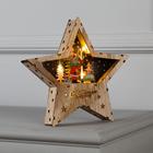 Светодиодная фигура «Звезда с новогодним оленем» 22 × 22 × 4 см, дерево, батарейки АААх2 (не в комплекте), свечение тёплое белое - фото 9285234