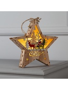 Светодиодная фигура «Дед Мороз в санях» 22×22×4 см, дерево, батарейки АААх2 (не в комплекте), свечение тёплое белое 6117321