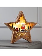 Светодиодная фигура «Дед Мороз в лесу» 30×30×5 см, дерево, батарейки АААх2 (не в комплекте), свечение тёплое белое - фото 119629038