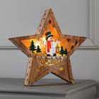 Светодиодная фигура «Звезда со снеговиком» 30 × 30 × 5 см, дерево, батарейки АААх2 (не в комплекте), свечение тёплое белое - фото 2940914