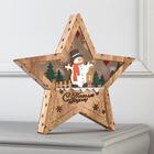 Светодиодная фигура «Звезда со снеговиком» 30 × 30 × 5 см, дерево, батарейки АААх2 (не в комплекте), свечение тёплое белое - фото 6429493