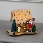 Светодиодная фигура «Дом с Дедом Морозом» 11 × 15 × 3 см, дерево, батарейки LR41х3, свечение тёплое белое - фото 1603611