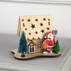 Светодиодная фигура «Дом с Дедом Морозом» 11 × 15 × 3 см, дерево, батарейки LR41х3 (в комплекте), свечение тёплое белое - Фото 2