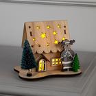 Светодиодная фигура «Дом с оленем» 11 × 15 × 3 см, дерево, батарейки LR41х3, свечение тёплое белое - Фото 1