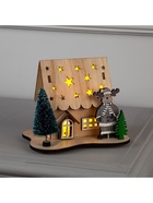 Светодиодная фигура «Дом с оленем» 11×15×3 см, дерево, батарейки LR41×3 (в комплекте), свечение тёплое белое - Фото 4