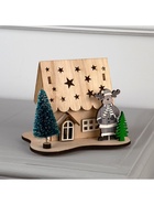 Светодиодная фигура «Дом с оленем» 11×15×3 см, дерево, батарейки LR41×3 (в комплекте), свечение тёплое белое - Фото 5