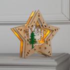 Светодиодная фигура «Звезда с оленем в лесу» 18 × 18 × 5 см, дерево, батарейки АААх2 (не в комплекте), свечение тёплое белое - фото 1603619