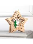 Светодиодная фигура «Звезда с оленем в лесу» 18×18×5 см, дерево, батарейки АААх2 (не в комплекте), свечение тёплое белое 6117380