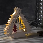 Светодиодная фигура «Ёлка с Дедом Морозом» 16 × 17 × 5 см, дерево, батарейки АААх2 (не в комплекте), свечение тёплое белое - фото 9285283