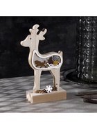 Светодиодная фигура «Олень» 12×23×5 см, дерево, батарейки АААх2 (не в комплекте), свечение тёплое белое - фото 120337664