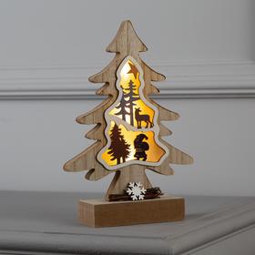 Светодиодная фигура «Ёлка» 15.5 × 23 × 5 см, дерево, батарейки АААх2 (не в комплекте), свечение тёплое белое
