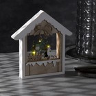 Светодиодная фигура «Дом со снеговиком» 13 × 19 × 3 см, дерево, батарейки АААх2 (не в комплекте), свечение тёплое белое - фото 318544240