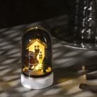 Светодиодная фигура под куполом «Дед Мороз с мешком» 6 × 9.5 × 6 см, дерево, батарейки LR1130х3 (в комплекте), свечение тёплое белое - Фото 1
