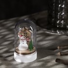 Светодиодная фигура под куполом «Снеговик» 6 × 9.5 × 6 см, дерево, батарейки LR1130х3, свечение тёплое белое - Фото 2