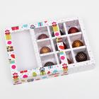 Коробка картонная с обечайкой под 9 конфет, "Праздник", 13,7 х 13,7 х 3,5 см, целлюлоза - Фото 2