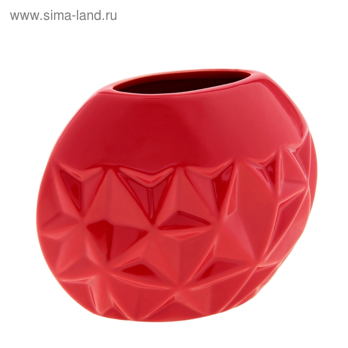 ваза керамика красн/черн/белая18*14,5 см звездная - Фото 1