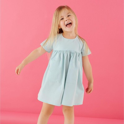 Платье детское с карманом KAFTAN, размер 34 (122-128 см), мятное