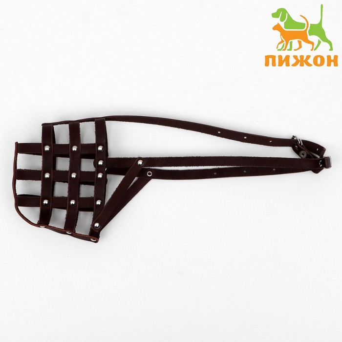 Намордник № 3, немецкая овчарка сука (длина по носу 9 см, обхват морды 32 см), коричневый - Фото 1