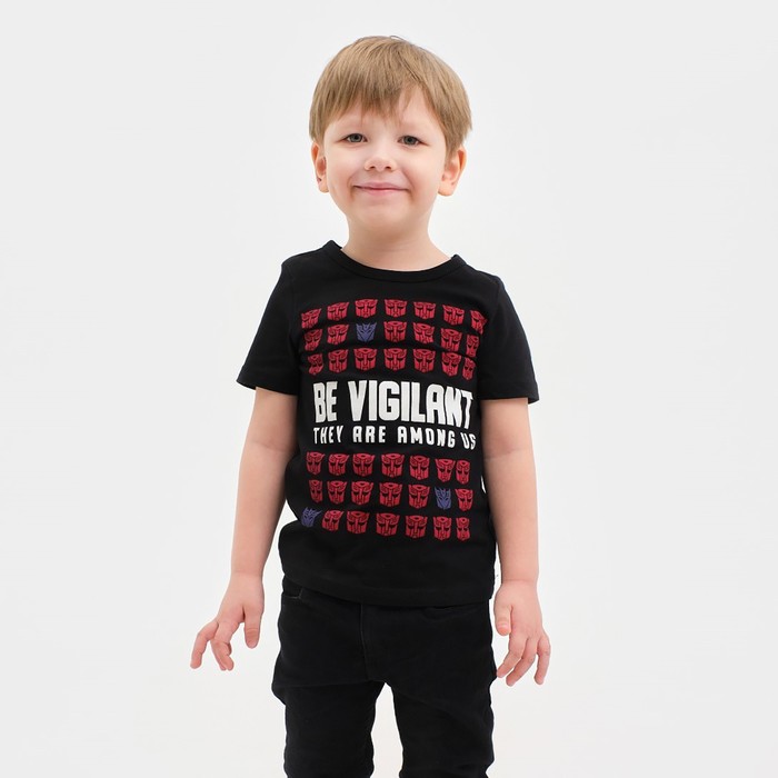 Футболка детская "Be vigilant", Transformers, рост 98-104, чёрный - Фото 1