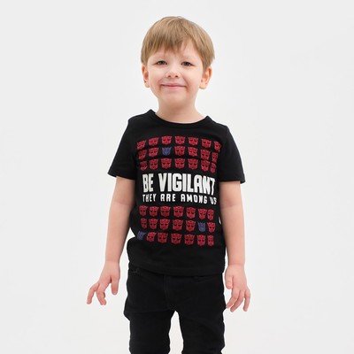 Футболка детская "Be vigilant", Transformers, рост 122-128, чёрный