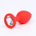 Анальная пробка Оки- Чпоки, Soft силикон, кристалл прозрачный, D = 28 мм, красный - Фото 2