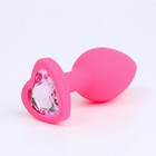 Анальная пробка Оки-Чпоки, с кристаллом Сердце, Soft силикон, 28 х 75 мм, розовый - Фото 2