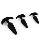 Анальная пробка, конус, 3 штуки, софт-силикон, S-M-L, черный - Фото 3