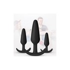 Анальная пробка, конус, 3 штуки, софт-силикон, S-M-L, черный - Фото 5